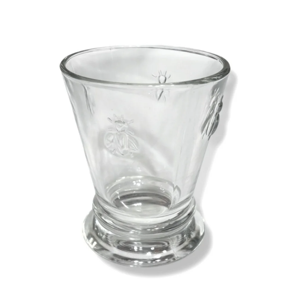 LA ROCHERE 9 Ounce Flat Clear Glass Tumbler Bee Design